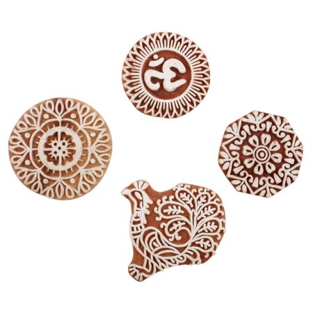 Set of 4 Piece New Mix Wooden Printing Block